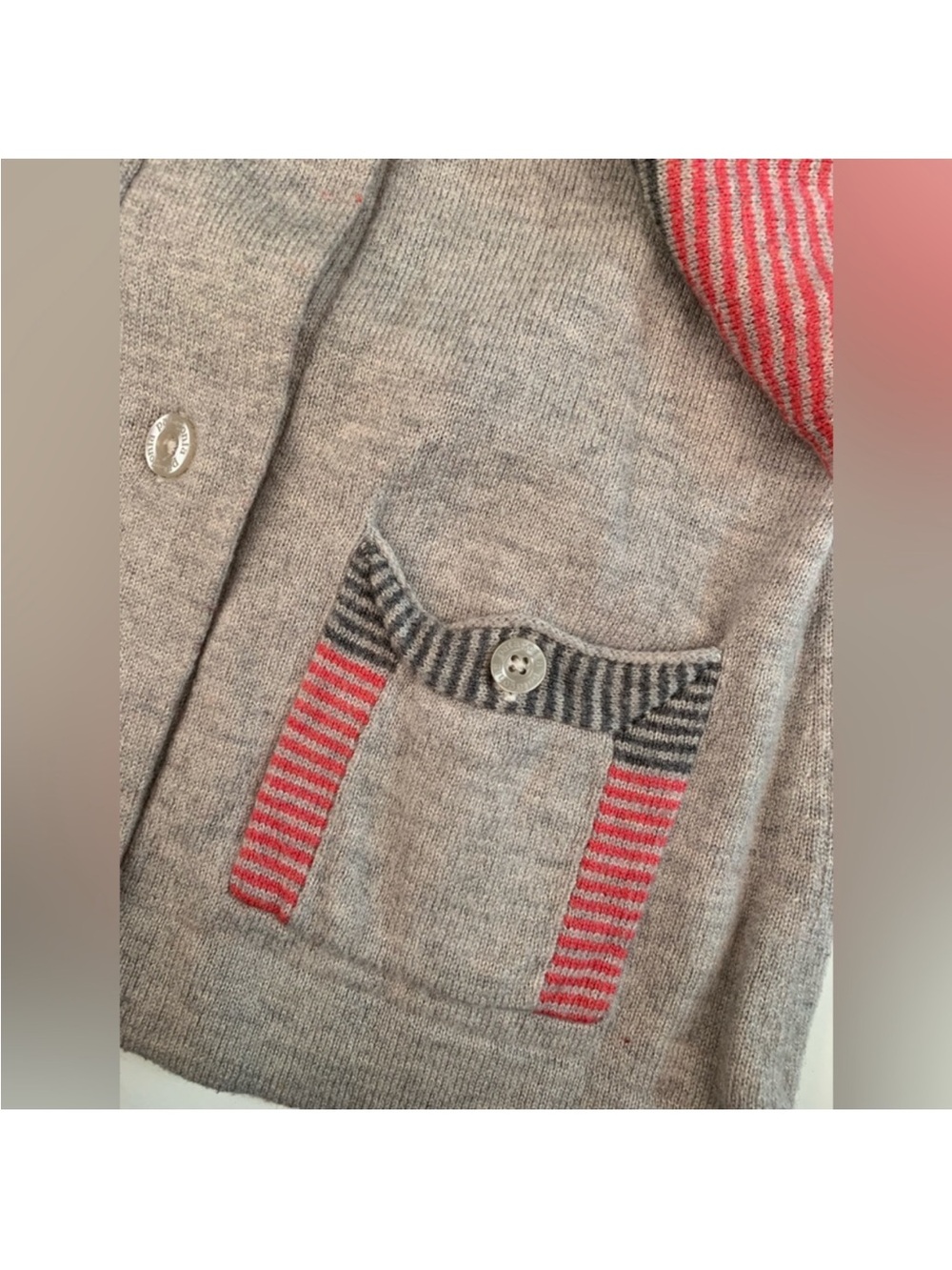Patagonia Gray Cardigan with Pink and Black Stripe Accents - Picture 4 of 4